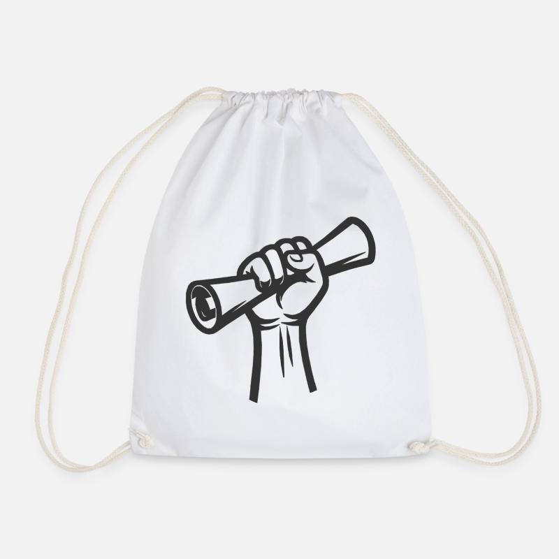 Raised fist on roller - Drawstring Bag - white