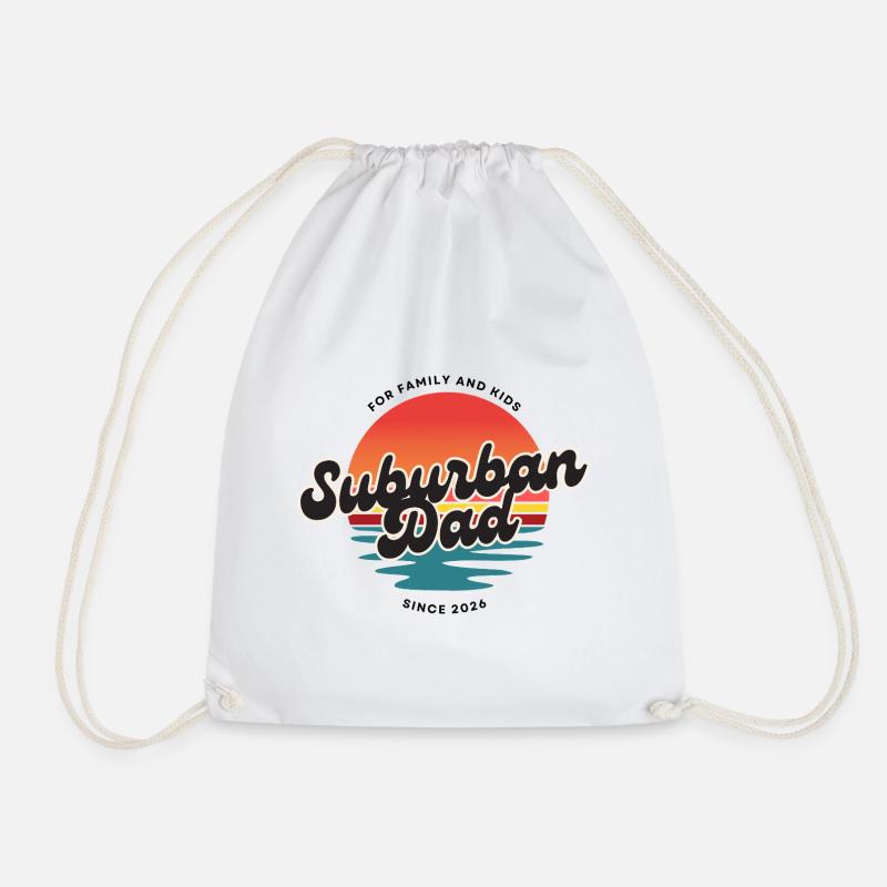 Suburban Dad Retro Sunset Logo - Turnbeutel - Weiß