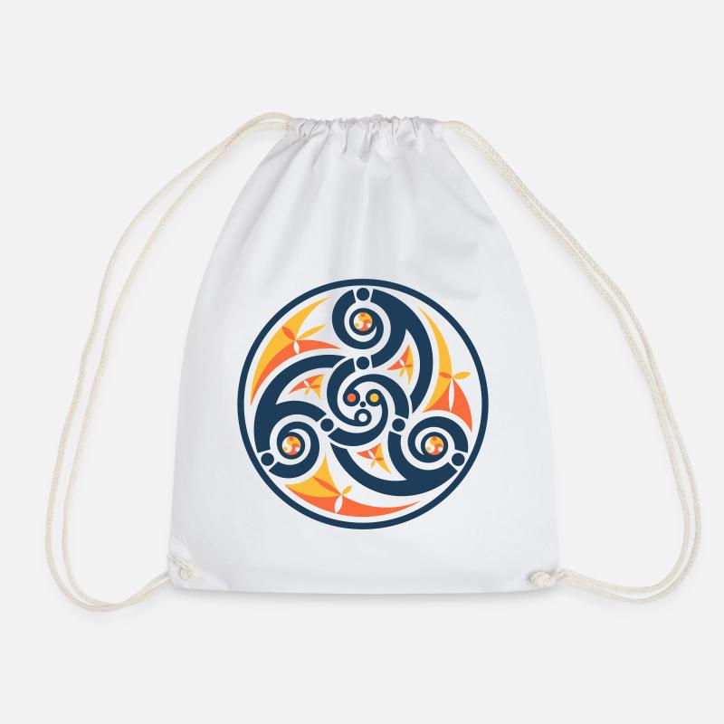Blue Breton Triskell - Drawstring Bag - white
