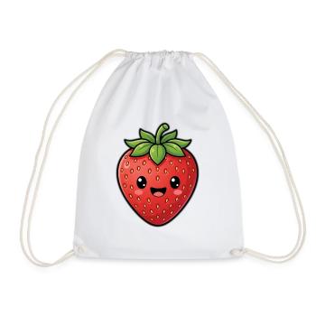 Cute Strawberry - Summer Fruit Kawaii Cute - Drawstring Bag - white - Front