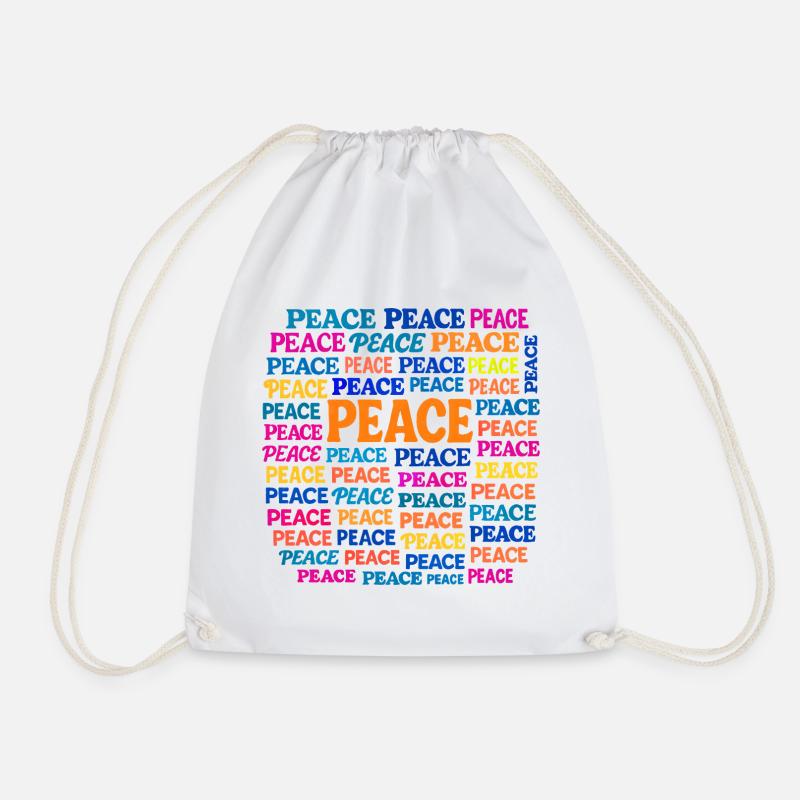 Peace - Drawstring Bag - white