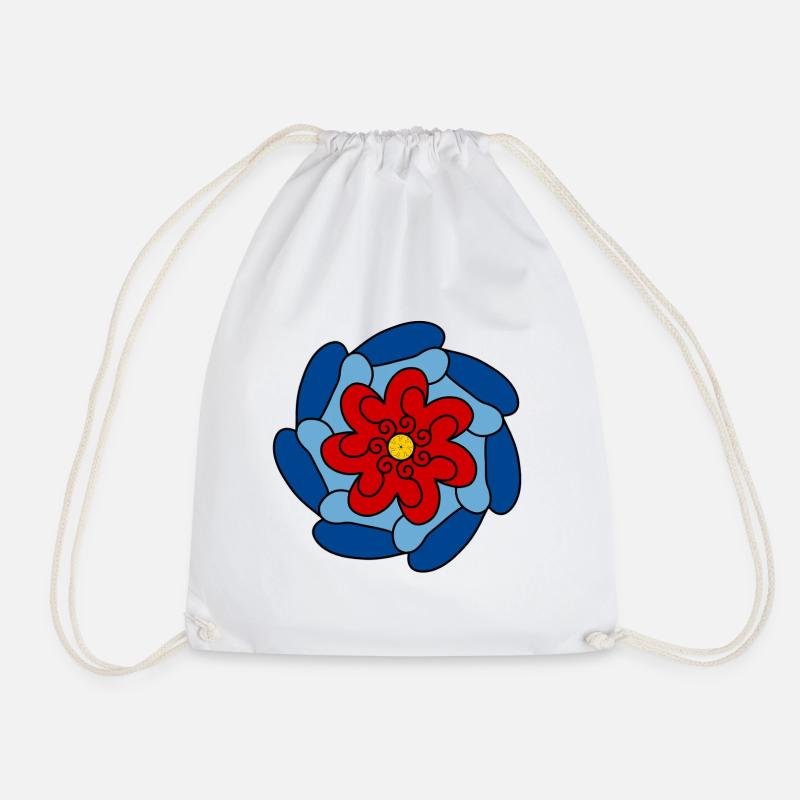 Rote Blume Blaue Mandala - Turnbeutel - Weiß