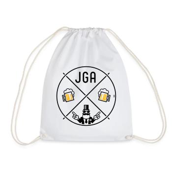 JGA Bräutigam Handzeichen Bier Kreis Symbol POS 2C - Turnbeutel - Weiß - Vorne