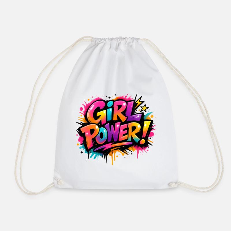 Girl_Power - Drawstring Bag - white