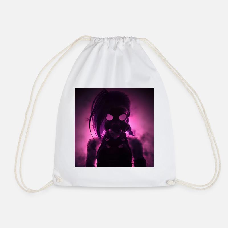 Neon gas mask in night light - Drawstring Bag - white