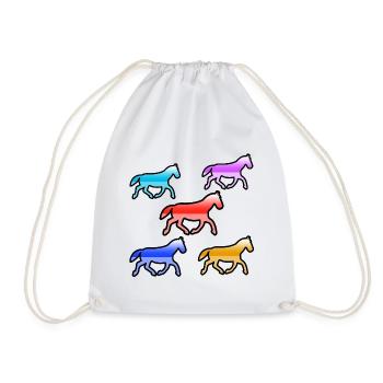 horses - Drawstring Bag - white - Front