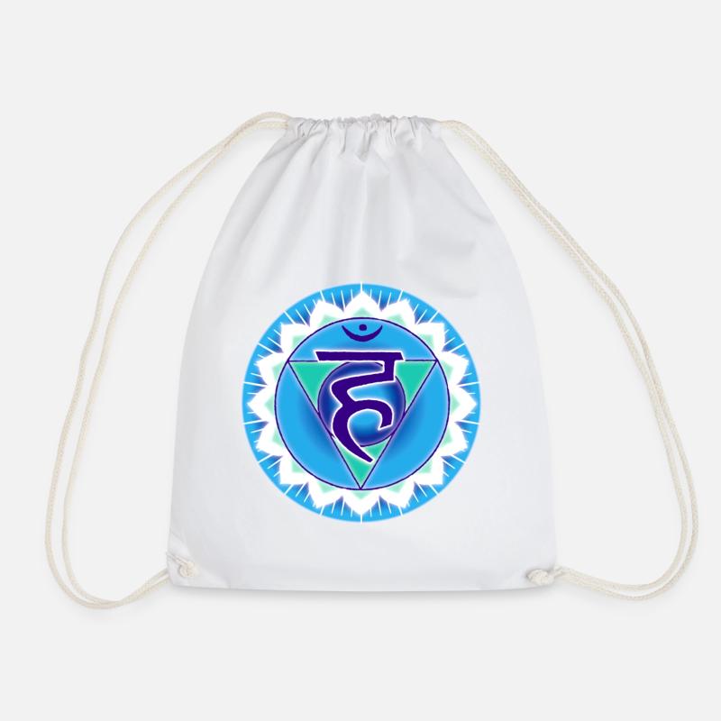Throat Chakra Vishuddha - Drawstring Bag - white