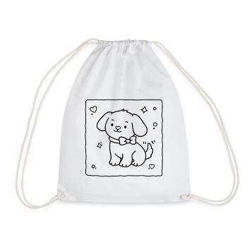 Cute Baby Puppy | Lulu Lotus - Drawstring Bag - white - Front