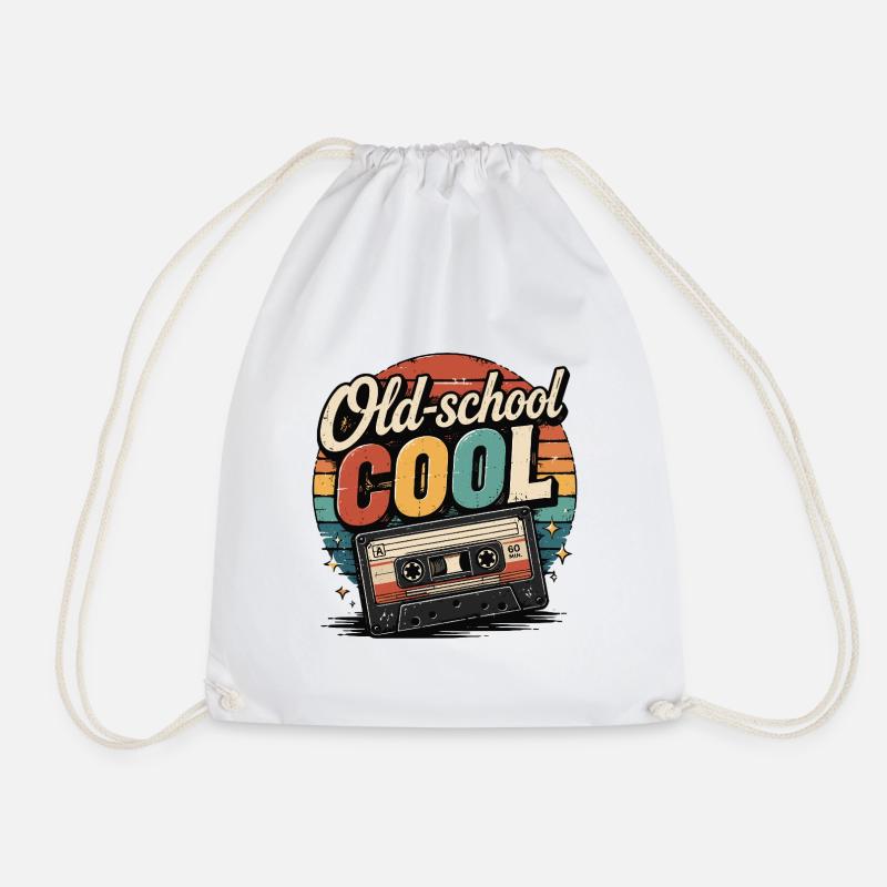 Retro Vintage Oldschool Cool Cassette - Drawstring Bag - white
