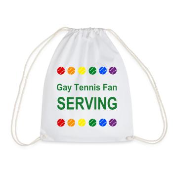 Gay Tennis Fans Serving - Drawstring Bag - white - Front