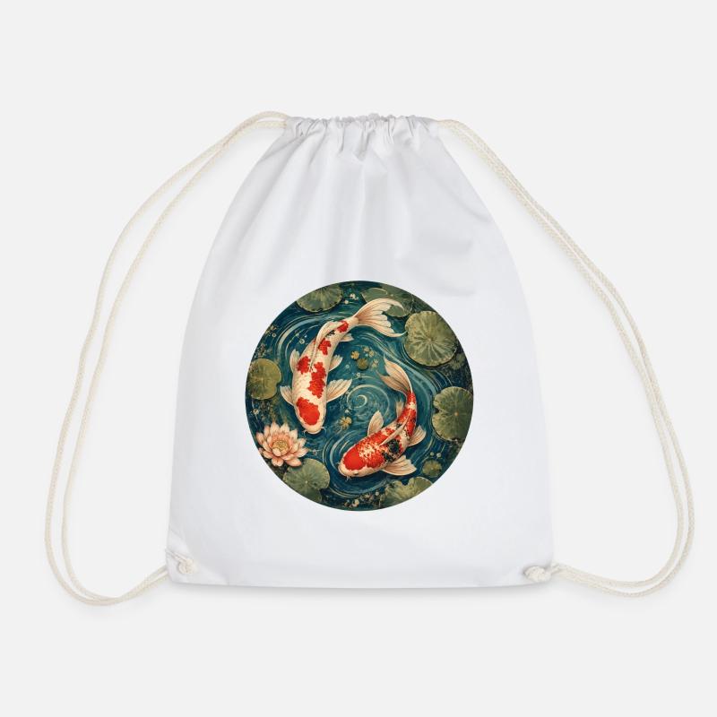 Koi Pond - Drawstring Bag - white
