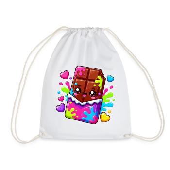 Kawaii Schokoblock mit Farbspritzern - Turnbeutel - Weiß - Vorne