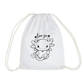 Axolotl - love you - Drawstring Bag - white - Front