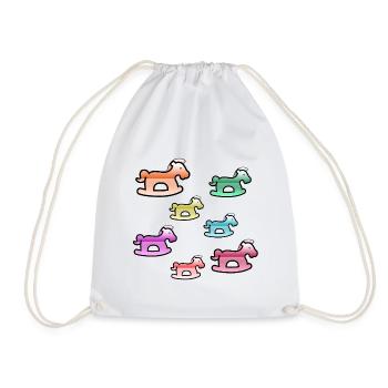 horses - Drawstring Bag - white - Front