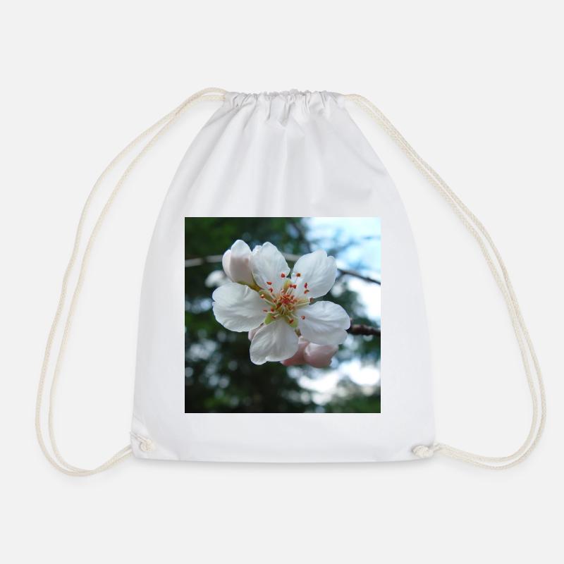 Almond Blossom Spring Look 01 - Drawstring Bag - white