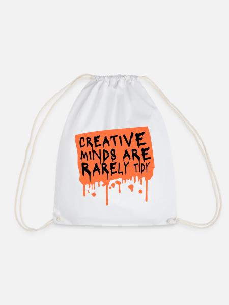 Creative Minds Are Rarely Tidy Lustig Kreativ Logo - Turnbeutel - Weiß