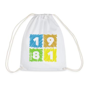 45. Écussons Geburtstag Farbige depuis 08/1981 - Sac de sport léger - blanc - Devant