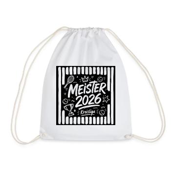 Tennis Meister 2026, Kreisliga Sieger gestreift - Turnbeutel - Weiß - Vorne