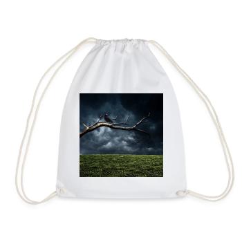 Midnight Branch with Crow - Drawstring Bag - white - Front