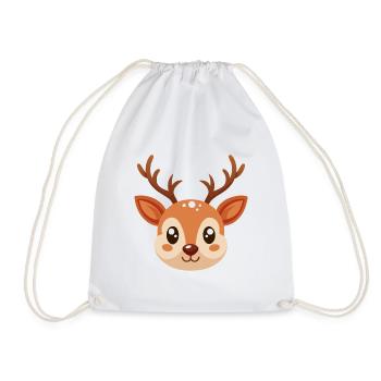Reindeer Face - Drawstring Bag - white - Front