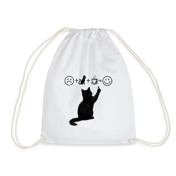 Equation Cat Coffee Humor T-shirt - Drawstring Bag - white - Front