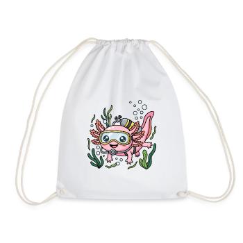 Diving Axolotl - Drawstring Bag - white - Front