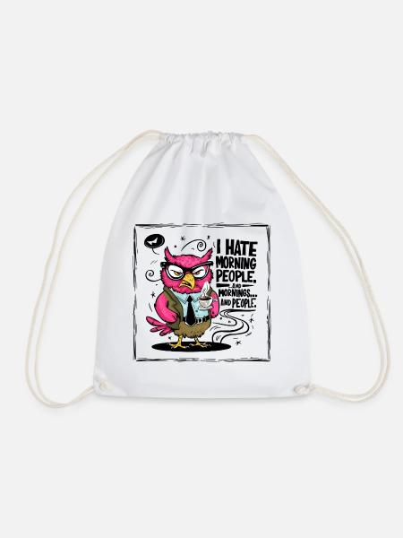 Morning grouch office owl in suit - Drawstring Bag - white