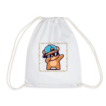 Ours hip-hop avec casquette et lunettes de soleil - Sac de sport léger - blanc - Devant