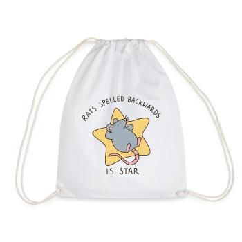Rats Spelled Backwards Is Star Funny Mouse - Drawstring Bag - white - Front