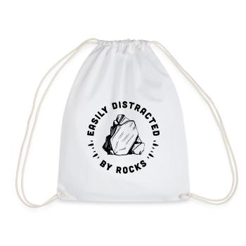Rock collector rockhounding geologist humour - Drawstring Bag - white - Front