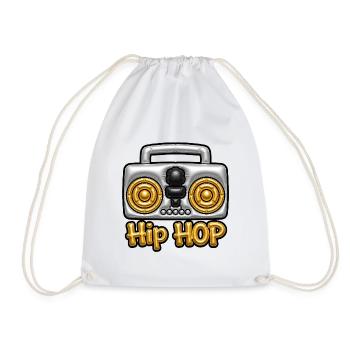 Hip Hop Boombox Gold - 3D Oldschool gonflé - Sac de sport léger - blanc - Devant