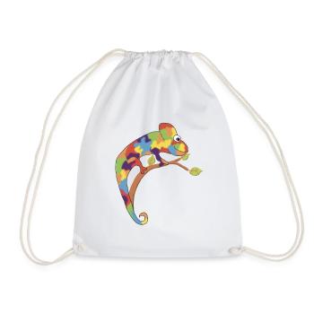 Neurodivergent chameleon - Drawstring Bag - white - Front