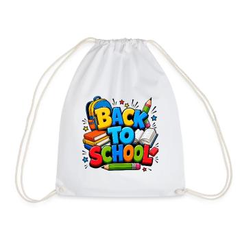 Colorful Back to School Supplies - Drawstring Bag - white - Front