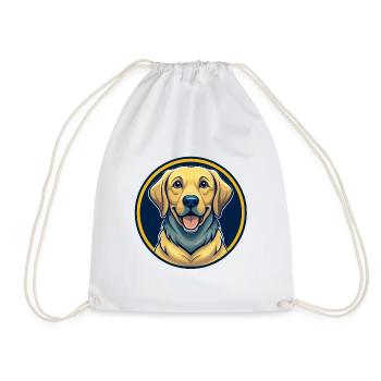 Labrador Retriever Hund Kawaii Cartoon Clipart Logo - Turnbeutel - Weiß - Vorne