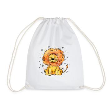 Doodle lion in orange fur - Drawstring Bag - white - Front