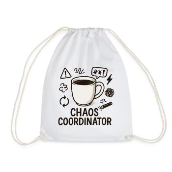 Chaos Coordinator Kaffee: Geschenk für beste Mama - Turnbeutel - Weiß - Vorne