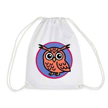 Cartoon Owl - Drawstring Bag - white - Front