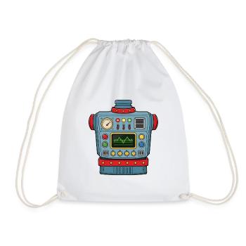 Cool Comic Robot – Futurative Design - Drawstring Bag - white - Front