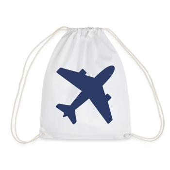 Airplane Solid Icon Aviation Flight Travel Aircraf - Drawstring Bag - white - Front