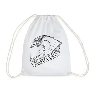 Schwarz Helm - Visier  - Turnbeutel - Weiß - Vorne