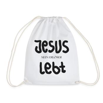 Jesus lebt – Mein Erlöser - Turnbeutel - Weiß - Vorne