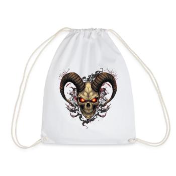 Höllischer Totenkopf mit Hörnern - Turnbeutel - Weiß - Vorne