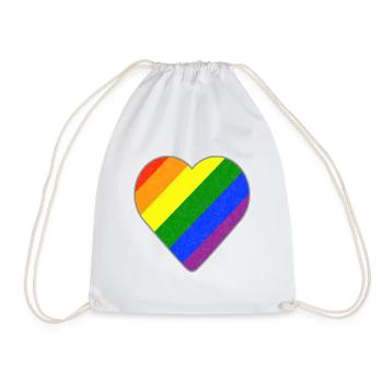 Herz mit Regenbogenstreifen - Turnbeutel - Weiß - Vorne