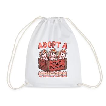 Adopt A Unicorn – Lustiges Einhorn Design - Turnbeutel - Weiß - Vorne