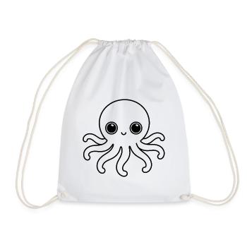Süßer Oktopus One Line Kawaii Motiv - Turnbeutel - Weiß - Vorne