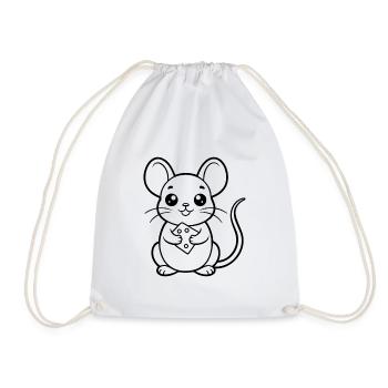 Baby Maus mit Käse - Turnbeutel - Weiß - Vorne