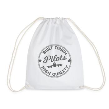 Pilot Motif Stamp - Drawstring Bag - white - Front