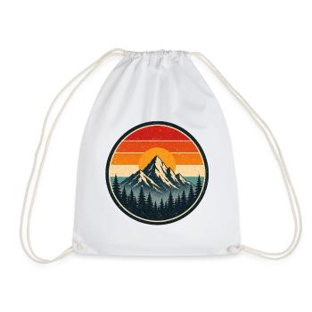 Mountain Retro Emblem Vintage-Stil Grafik - Turnbeutel - Weiß - Vorne