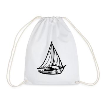 Minimalistisches klassisches Segelboot - Turnbeutel - Weiß - Vorne