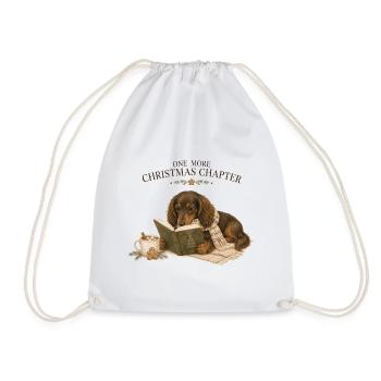 Read One More Christmas Chapter Dachshund - Drawstring Bag - white - Front